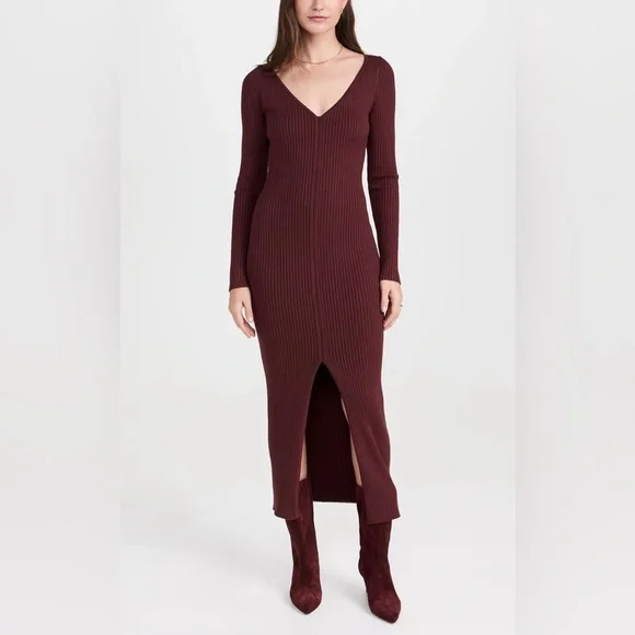 astr burgundy dress ASTR The Label Glynis Dress – THD Shoppe main image 1
